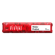 BATON MLECZNA CZEKOLADA Z NADZIENIEM PRALINOWYM Z KAWAŁKAMI WAFELKÓW BIO 40 g - VIVANI