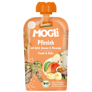 MUS JABŁKO - BRZOSKWINIA - BANAN - MARAKUJA - OWIES BEZ DODATKU CUKRÓW OD 1 ROKU DEMETER BIO 100 g - MOGLI
