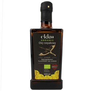OLEJ RZEPAKOWY DO GOTOWANIA I SMAŻENIA TŁOCZONY NA ZIMNO OMEGA-3 BIO 500 ml - EKKO (PREMIUM)