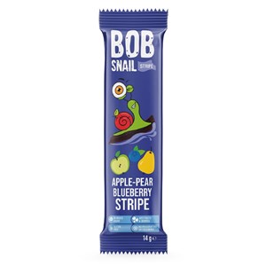PRZEKĄSKA STRIPE JABŁKO - GRUSZKA - BORÓWKA BEZ DODATKU CUKRÓW BEZGLUTENOWA 14 g - BOB SNAIL