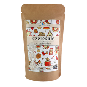 CZEREŚNIE W CZEKOLADZIE BEZ DODATKU CUKRÓW BEZGLUTENOWE 100 g - PIĘĆ PRZEMIAN