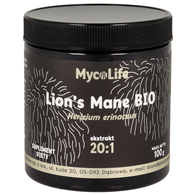GRZYBY SOPLÓWKA JEŻOWATA (LION'S MANE) EKSTRAKT BEZGLUTENOWY BIO 100 g - PIĘĆ PRZEMIAN