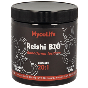 GRZYBY REISHI EKSTRAKT BEZGLUTENOWY BIO 100 g - PIĘĆ PRZEMIAN (MYCOLIFE)