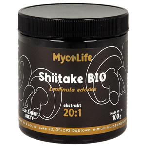 GRZYBY SHIITAKE EKSTRAKT BEZGLUTENOWY BIO 100 g - PIĘĆ PRZEMIAN (MYCOLIFE)