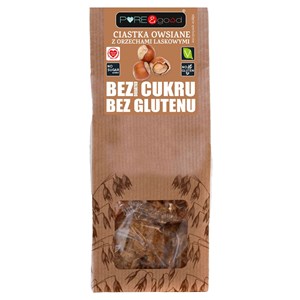 CIASTKA OWSIANE Z ORZECHAMI LASKOWYMI BEZ DODATKU CUKRÓW BEZGLUTENOWE 150 g - PURE&GOOD