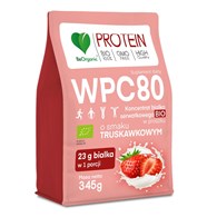 BIAŁKO SERWATKOWE O SMAKU TRUSKAWKOWYM (KONCENTRAT WPC 80) BEZ DODATKU CUKRÓW BIO 345 g - BE ORGANIC