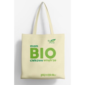 TORBA NA ZAKUPY Z DNEM I BOKAMI (BAWEŁNIANA) Z LOGO BIO PLANET