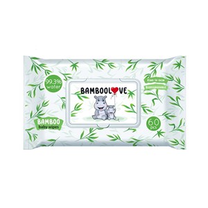 CHUSTECZKI BAMBUSOWE NAWILŻANE DLA DZIECI 99,3 % WODY 60 szt. - BAMBOOLOVE