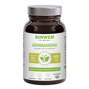 ASHWAGANDHA EKSTRAKT (400 mg) BEZGLUTENOWY 120 KAPSUŁEK - BIOWEN