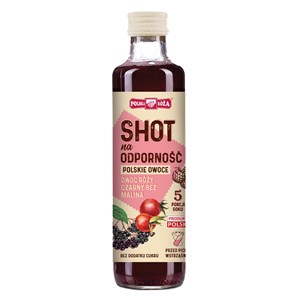 SHOT NA ODPORNOŚĆ NFC OWOC RÓŻY - CZARNY BEZ - MALINA BEZ DODATKU CUKRÓW 250 ml - POLSKA RÓŻA