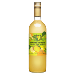 ZAKWAS JABŁKOWY Z CYTRYNĄ, IMBIREM I KURKUMĄ BIO 750 ml - DELIKATNA