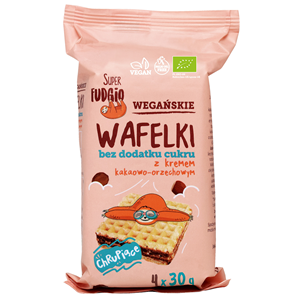 WAFELKI Z KREMEM KAKAOWO - ORZECHOWYM BEZ DODATKU CUKRÓW BIO (4 szt.) 120 g - ME GUSTO (SUPER FUDGIO)