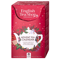 KALENDARZ ADWENTOWY CZERWONY (HERBATY I HERBATKI) BIO (13 SMAKÓW) (25 x 1,5 g) 37,5 g  ENGLISH TEA SHOP ORGANIC (PRODUKT SEZONOWY)