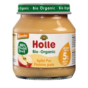 JABŁKO BEZ DODATKU CUKRÓW BEZGLUTENOWE OD 5 MIESIĄCA DEMETER BIO 125 g (SŁOIK) - HOLLE