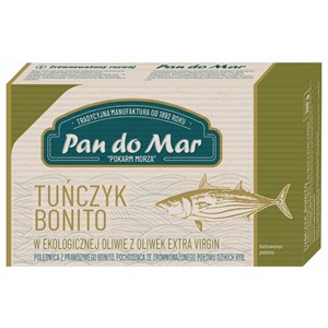 TUŃCZYK BONITO W BIO OLIWIE Z OLIWEK EXTRA VIRGIN 120 g - PAN DO MAR