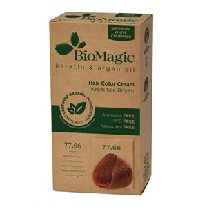 FARBA DO WŁOSÓW ŚREDNIO CIEMNA MIEDŹ (77.66) 250 g - BIOMAGIC