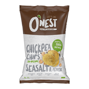 CHIPSY Z CIECIERZYCY Z SOLĄ MORSKĄ I CZARNYM PIEPRZEM BEZGLUTENOWE BIO 75 g - O'NEST